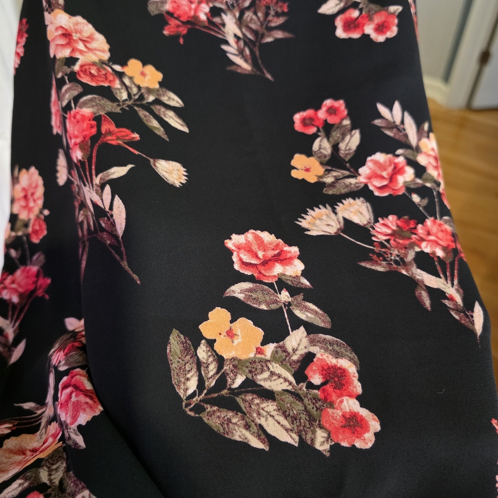 Pink Republic Black Floral Cami with Pink and Peach Blooms - Picture 2 of 8